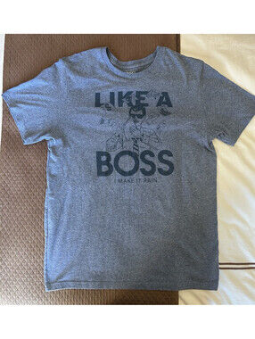 Old Navy Graphic T-Shirt “Like a Boss I Make It‎ Rain”, Men’s Medium, Blue-Gray